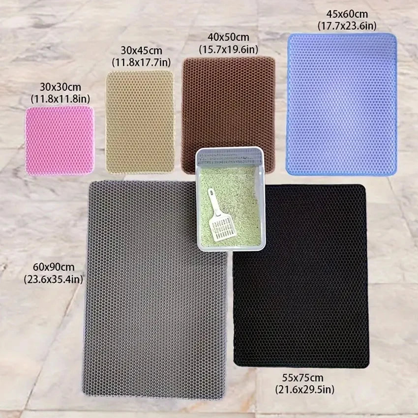  Black  Double-Layer Waterproof Cat Litter Mat with Litter Trapping Features