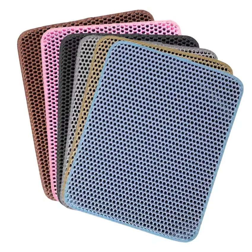  Black  Double-Layer Waterproof Cat Litter Mat with Litter Trapping Features